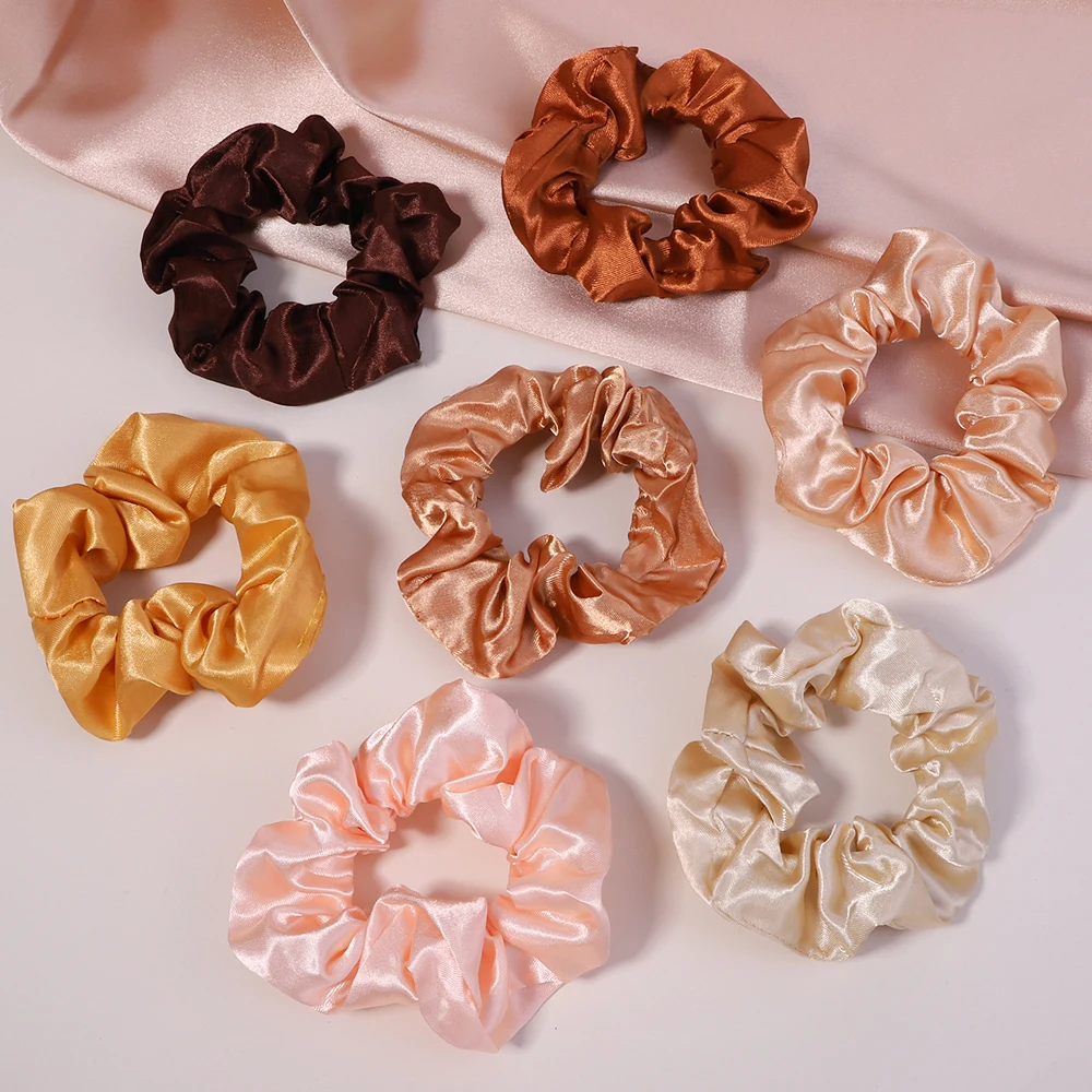 

4 inch Women Multicolor Silk Scrunchie Elastic Handmade Hair Band Ponytail Holder Hairband Headband Hair Accessories