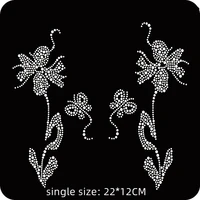 one pair butterfly and flower applique iron on rhinestone transfer iron on applique patches hot fix rhinestone transfer motifs