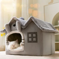 warm cat bed sleep house small dog pad kitten puppy cave indoor removable closed tent soft sofa pet villa large space basket