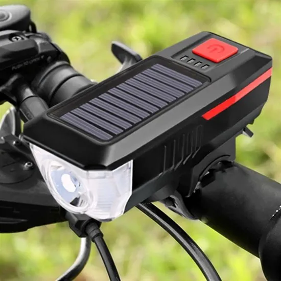 

Solar Powered With Usb Rechargeable LED Bicycle Flashlight Kornalı And Waterproof Headlight Ergonomic Design Practical Products