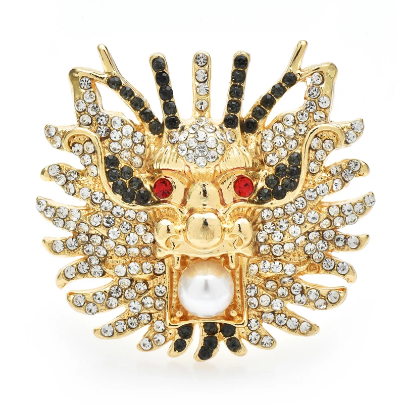 

Wuli&baby Luxury Dragon Brooches For Women Unisex Sparkling Rhinestone With Dragonball In Its Mouth Animal Party Casual Brooch