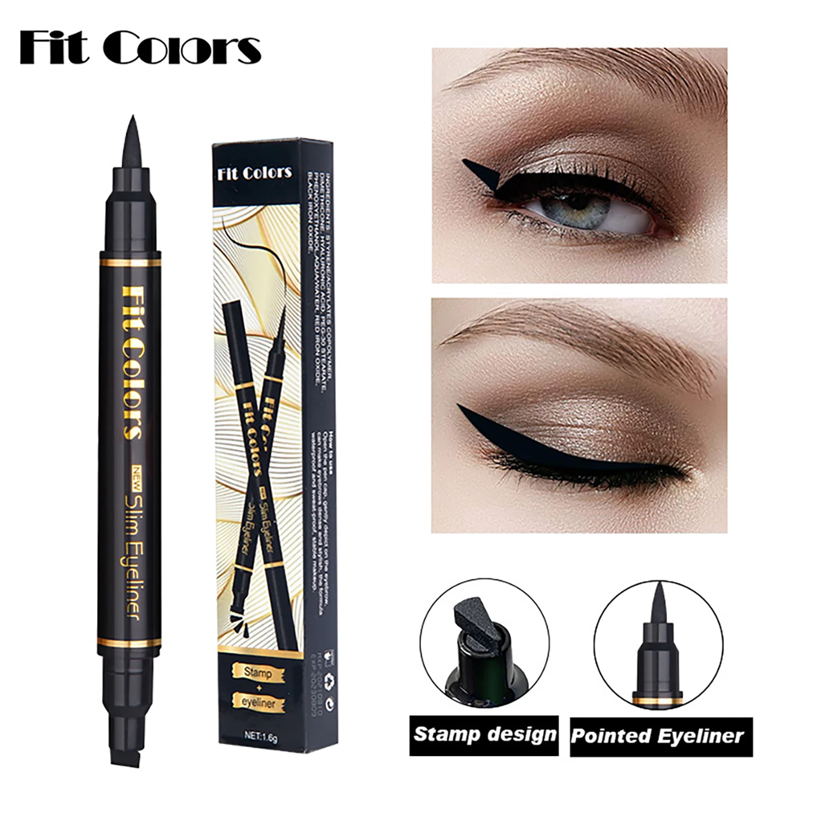

Fit Colors Double-headed Triangle Wing Seal Waterproof Sweat-proof and Non-Smudge Liquid Eyeliner Pen
