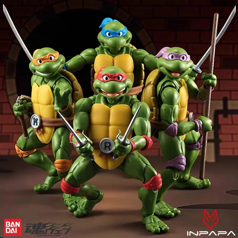 

Original Bandai SHFiguarts Teenage Mutant Ninja Turtles Raphael Donatello Leonardo Michelangelo Anime Action Figure Model Toys