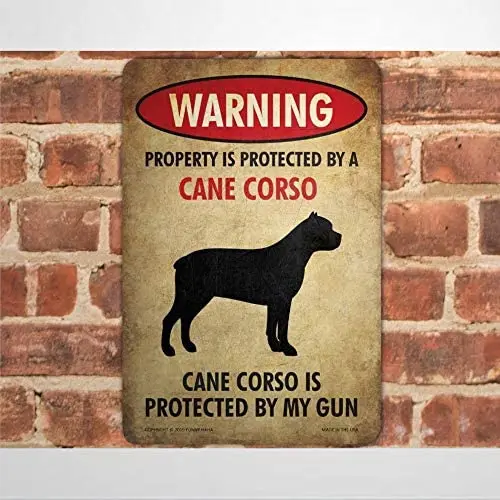 

Beware of Cane Corso Funny Metal Sign Metal Signs Wall Decor 8x12 inch room decoration