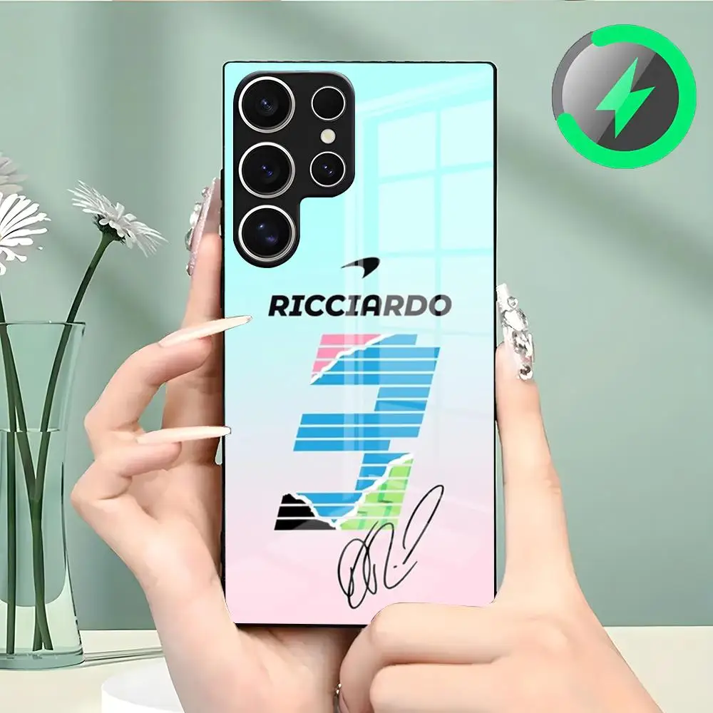 Фото Чехол для телефона D-Daniel R-RicciardoES 3 для Samsung S26 S25 S24 S23 S22 S21 S20 Edge Ultra Plus FE, стеклянный чехол для Magsafe №1