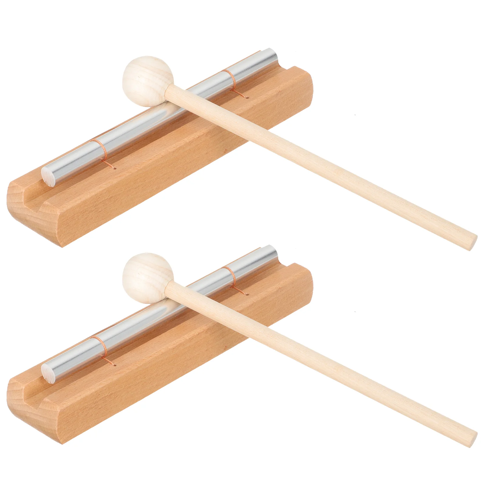 

2 Set of Percussion Hand Bell Meditation Chimes Teacher Reminder Chimes Music Instrument with Mallet
