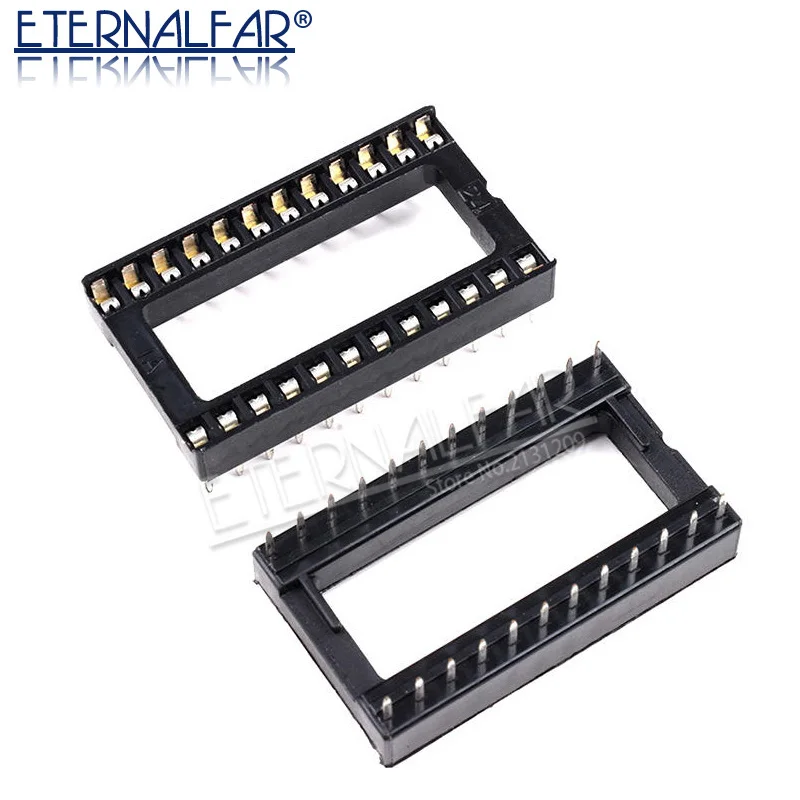 Hzy широкие 24-контактные ИС-розетки, 24-контактные широкие 10 шт./лот сквозные отверстия, штампованные штифты, ИС-розетки с открытой рамой, разъемы для отверстий