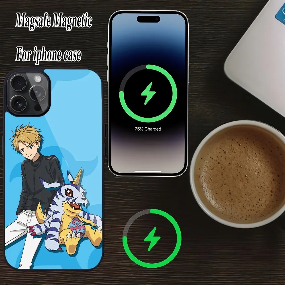 Чехол для телефона с аниме Digimon Adventure iPhone Magesafe Magnetic 15 Pro11 Mini 12 13 14 Max Plus Shell