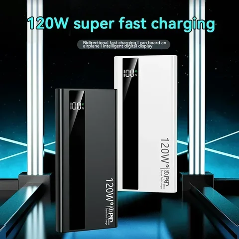 VIVO 120 Вт 500000 мАч Power Bank высокой емкости с супер быстрой зарядкой Портативный внешний аккумулятор PowerBank для iphone Samsung 2026 Новый