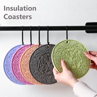179 7cm round heat insulation coasters silicone pads drink cup table mat non slip hot pot holder placemat kitchen accessories