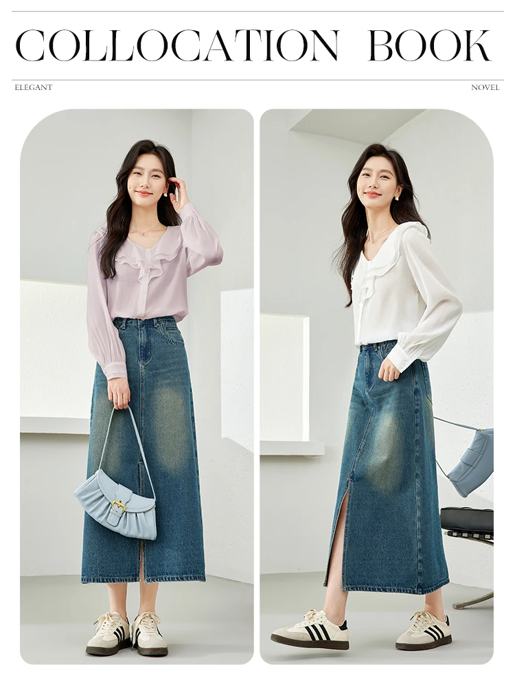 Женская шифоновая блузка Vimly с оборками