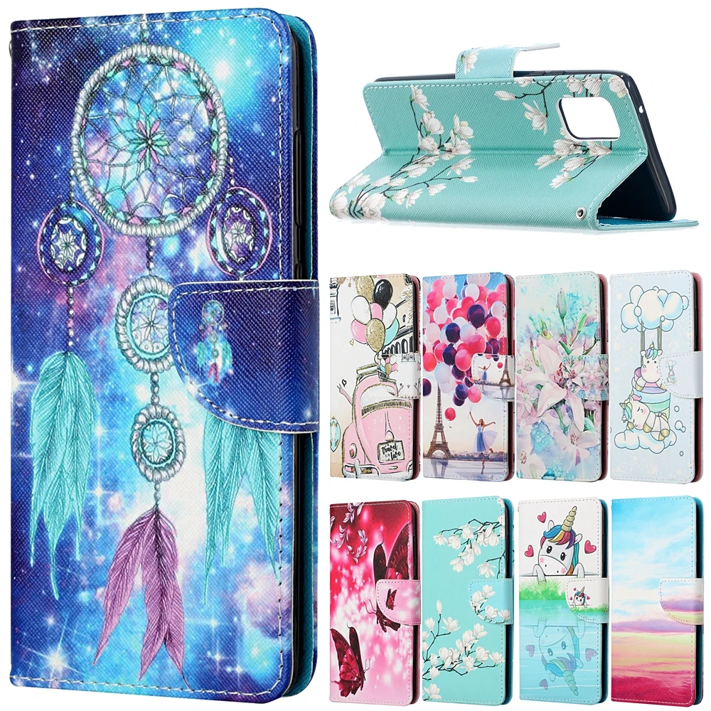 Buy حافظة لهاتف Coque سامسونج جالاكسي S22 Ultra S21 FE 5G S20 Plus S8 S9 S10 حافظات يونيكورن محفظة جلدية بغطاء هاتف كابا