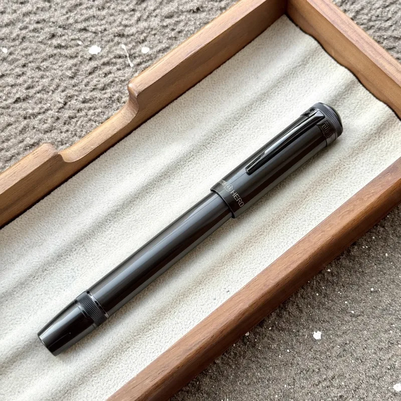 HERO H718 Золото 10K Поршневая перьевая ручка из нержавеющей стали F 0 5 мм с