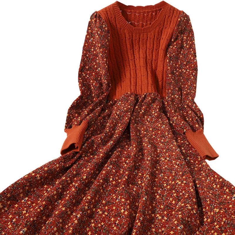 

2022 Autumn Winter New Casual Stitching Long Sleeve Skirt Korean Fashion Party Vintage Bodycon Dress Elegant Dresses Harajuku
