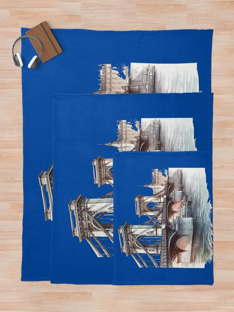 Paris Leopold Sedar Senghor Bridge Sketch пледы декоративные одеяла для кемпинга