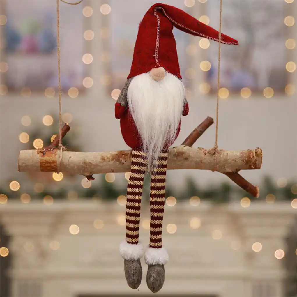Long Leg Christmas Tree Doll Xmas Small Santa Gnome Tumbler Toy Hang Decoration Wizard Show Window Photograph Holiday Gift