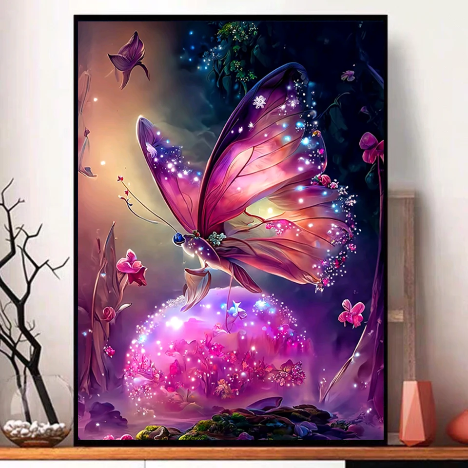 

Алмазная живопись с красивыми бабочками, 5D, алмазная вышивка «сделай сам», полноразмерная вышивка с цветами, стразы, картина для домашнего декора