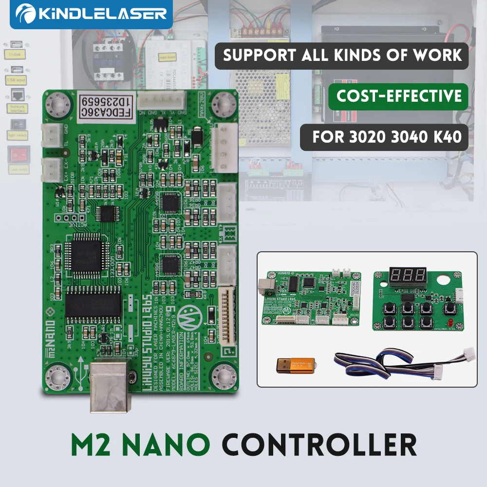 KINDLELASER LIHUIYU M2 Nano Laser Controller Mother Main Board +Control Panel +Dongle B System Engraver Cutter DIY 3020 3040 K40
