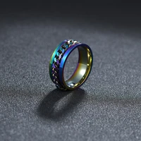 fashion punk stainless steel rotatable couple ring high quality spinner chain rotatable rings for women man jewelry party gift
