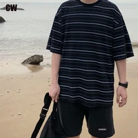 summer breathable beach casual stripes mens t shirts fashion cool trend high quality clothes retro style pullover streetwear