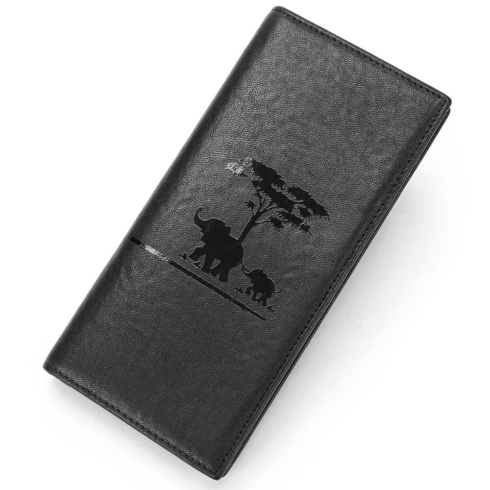 

Men Long Wallet Leather Wallet Elephant Imprinted Men's Long Youth Business Wallet Ticket Holder Men's Soft Cowhide Wallet