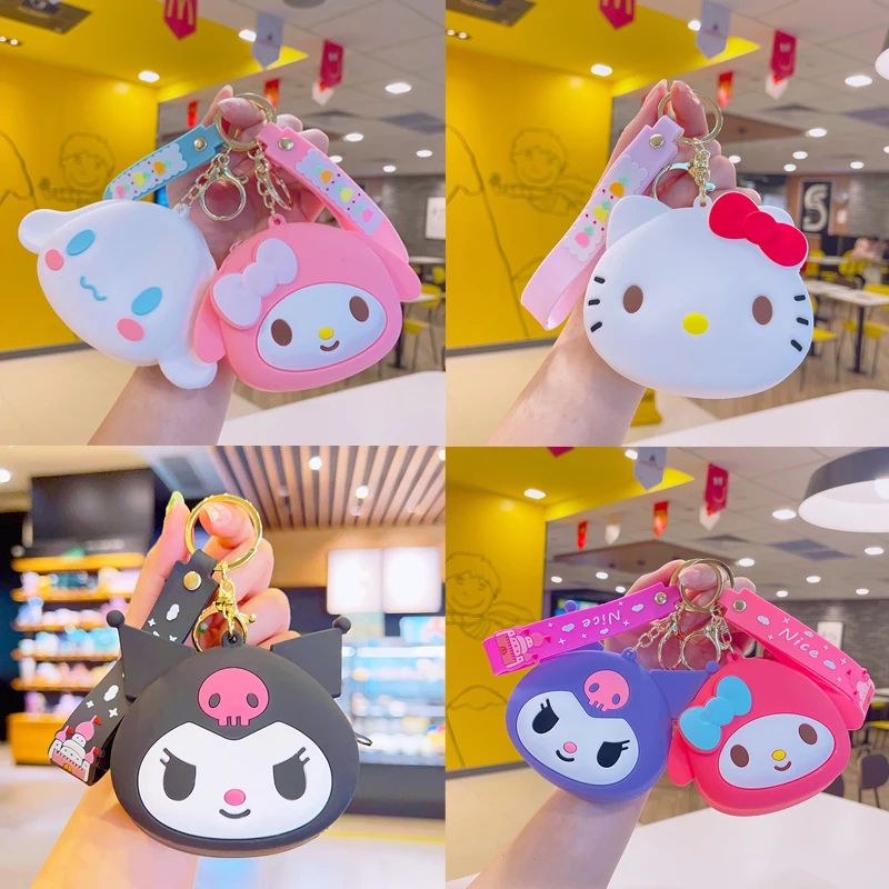 

Hello Kittys Key Chain Sanrios Kawaii Student Girl Heart Creativity Cartoon Anime Figure Acrylic Bag Key Pendant Girl Gift