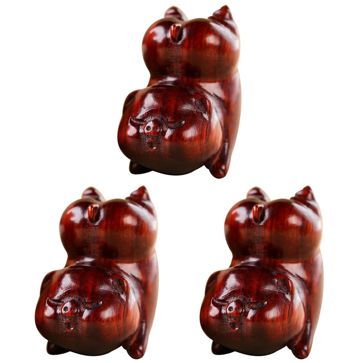 

3pcs Small Wood Statue Wood Charm Hanging Ornament Wood Craft DIY Key Charm