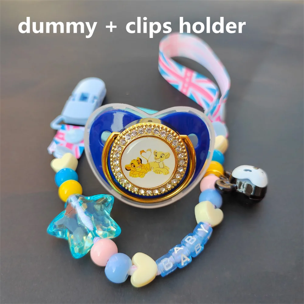 

New Disney baby pacifier and bead clip deluxe lion king shiny baby pacifier unique baby shower gift chupetes de lujo 0-24 months