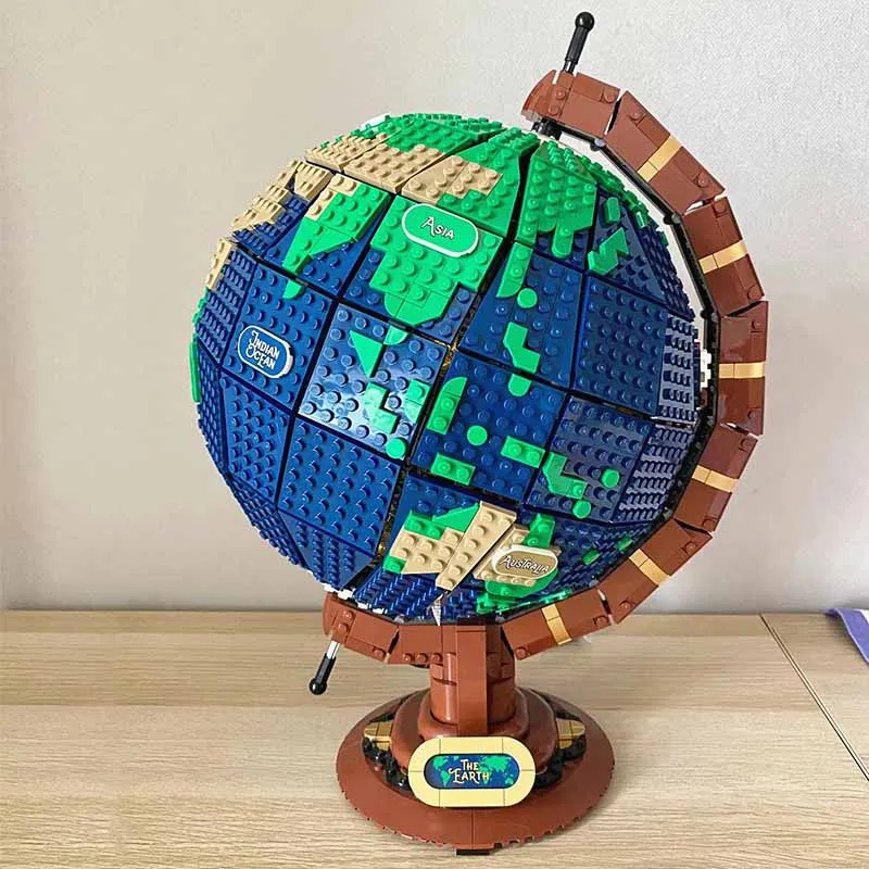 

Ideas World Globe Map Earth 2585 Pcs Assembly Moc Building Block Model Kit Compatible 21332 Educational Bricks Toys For Kid Gift