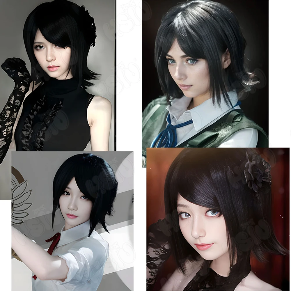 Ikusaba Mukuro Косплей Парик HSIU Короткие черные волосы Термостойкий синтетический