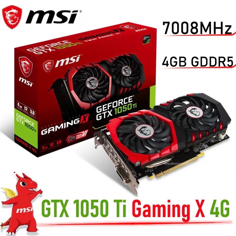 

GDDR5 карта MSI GTX 1050Ti GAMING X 4G 1050Ti GPU 1493 МГц HDCP PCI Express 3,0 16X NVIDIA GTX 1050Ti графика 1050Ti видеокарта Игровая видеокарта GTX 1050Ti с двумя вентиляторами охлажден...