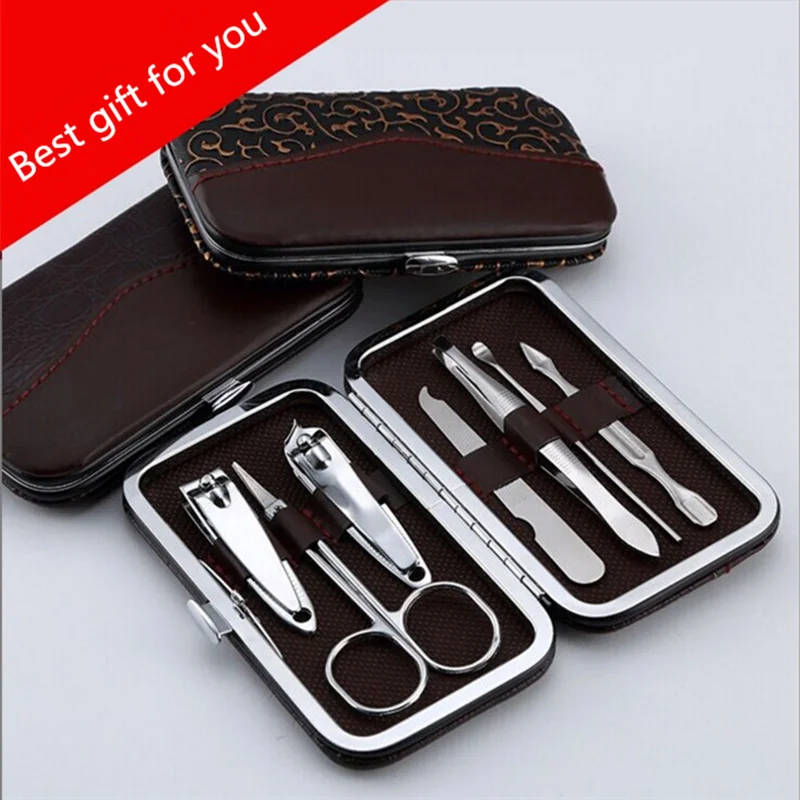 

Stone Pattern Case+7 in 1 pcs Nail Clipper Kit Nail Care Set Pedicure Scissor Tweezer Knife Ear pick Utility Manicure Set Tools