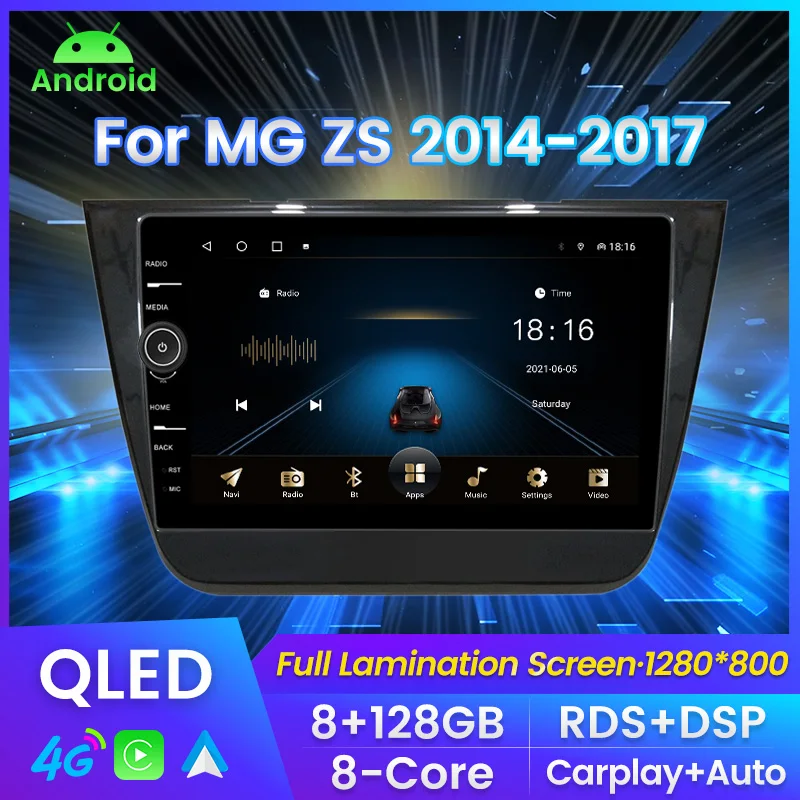 

MLOVELIN 4G LTE WIFI GPS RDS QLED Android 11 For MG ZS 2014-2017 Car radio video all-in-one multimedia carplay auto 8G 128G