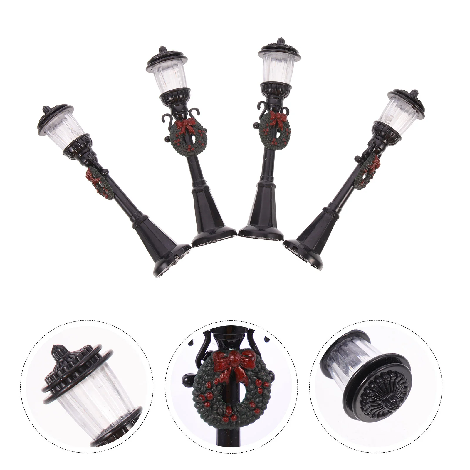 

4pcs Mini Street Lamp Models House Ornaments Miniature Lamps