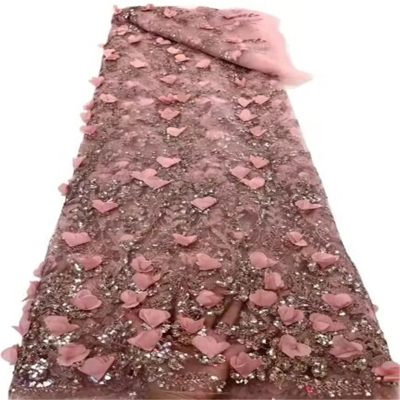 

Новейшая африканская сетчатая кружевная ткань, 3D Цветочный материал, вышивка, тюль, французская сетчатая кружевная ткань с блестками, Новинка