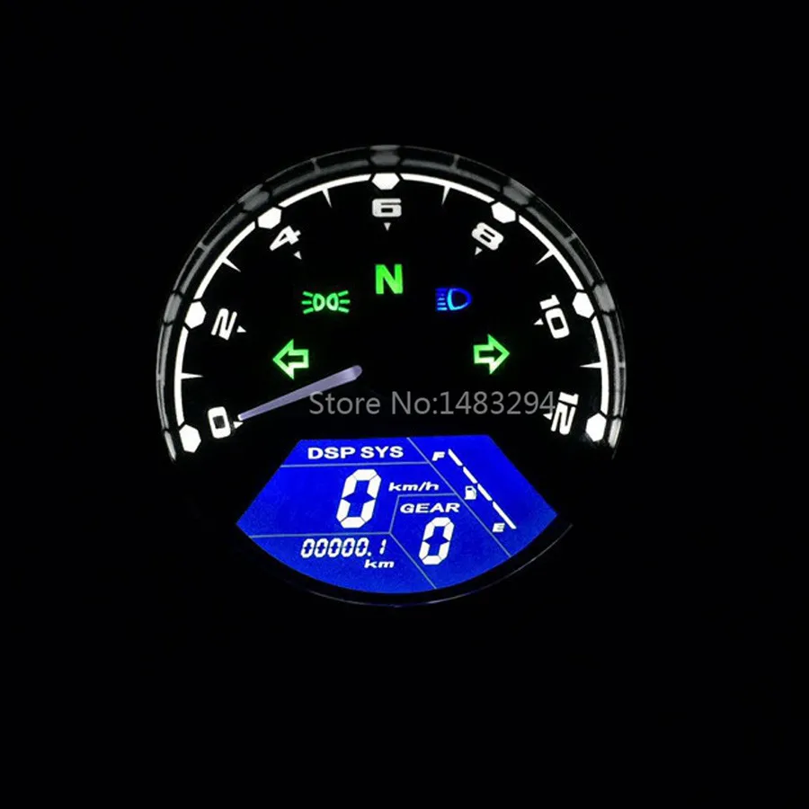 Универсальный мотоциклетный спидометр цифровой одометр ЖК-тахометр 12000 км/м/метр