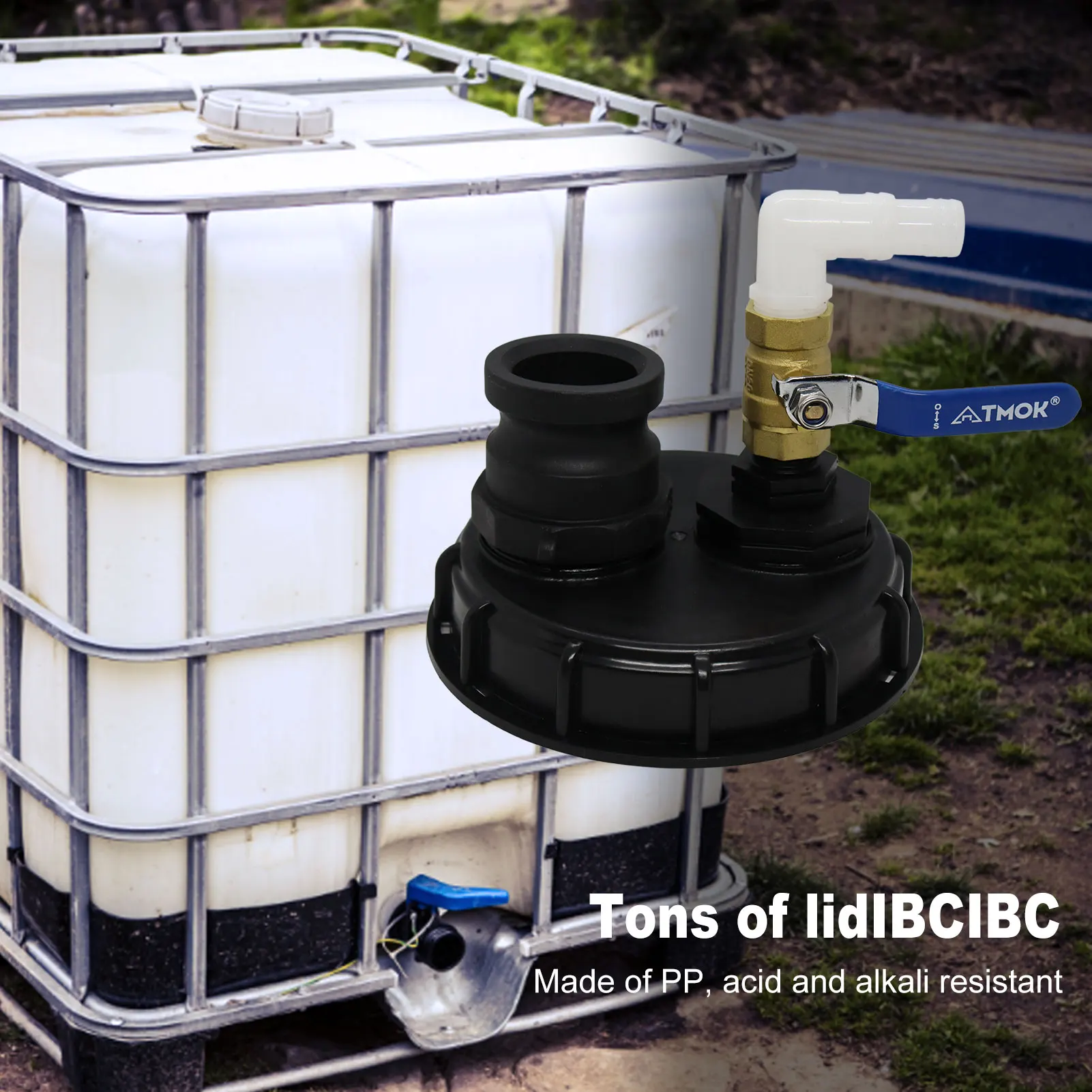 

IBC Tank Cap Cover Lid Professional IBC Ton Tank Adapter Ton Cap Fitting Connector With Valve Garden Water Hose Faucet