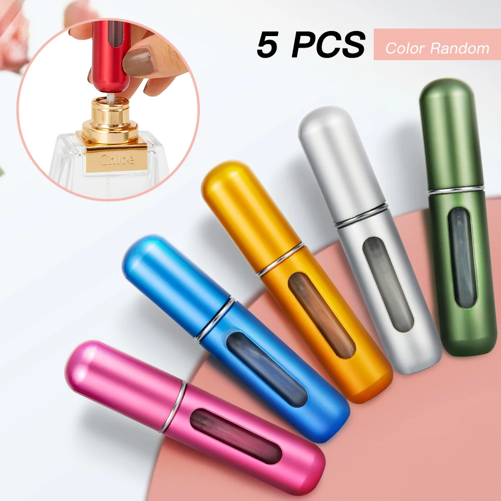 5 pièces Flacon de parfum Portable rechargeable  avec vaporisateur  contenants cosmétiques