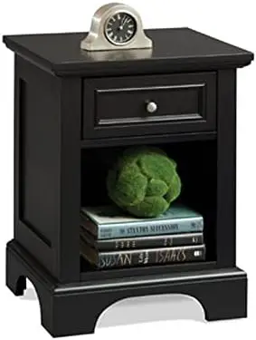 

White Nightstand with Drawer, Mahogany Hardwood Solids and Engineered Woods, and Open Storage Space