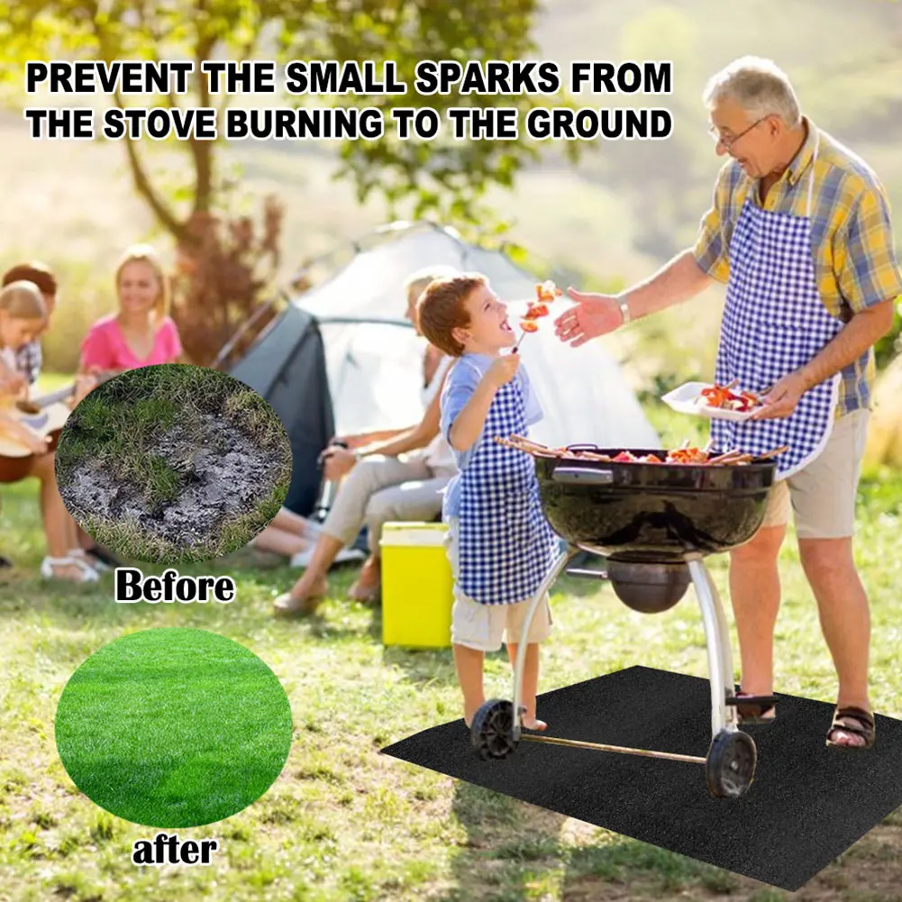 

Cloth Outdoor Camping Fireproof Easy Clean Foldable Picnic Home Reusable Barbecue Wood Deck For Grass Fire Pit Mat Rectangle