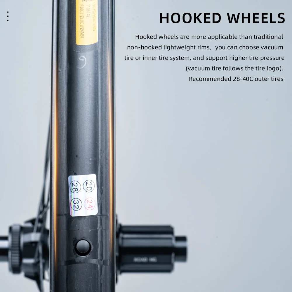 Фото Колеса VCYCLE VELO III Carbon Gravel, 1380 г, обод 36 мм, 24 отверстия, под дисковый тормоз, Tubeless Ready, 700C, легкие колеса для гравийных велосипедов №4