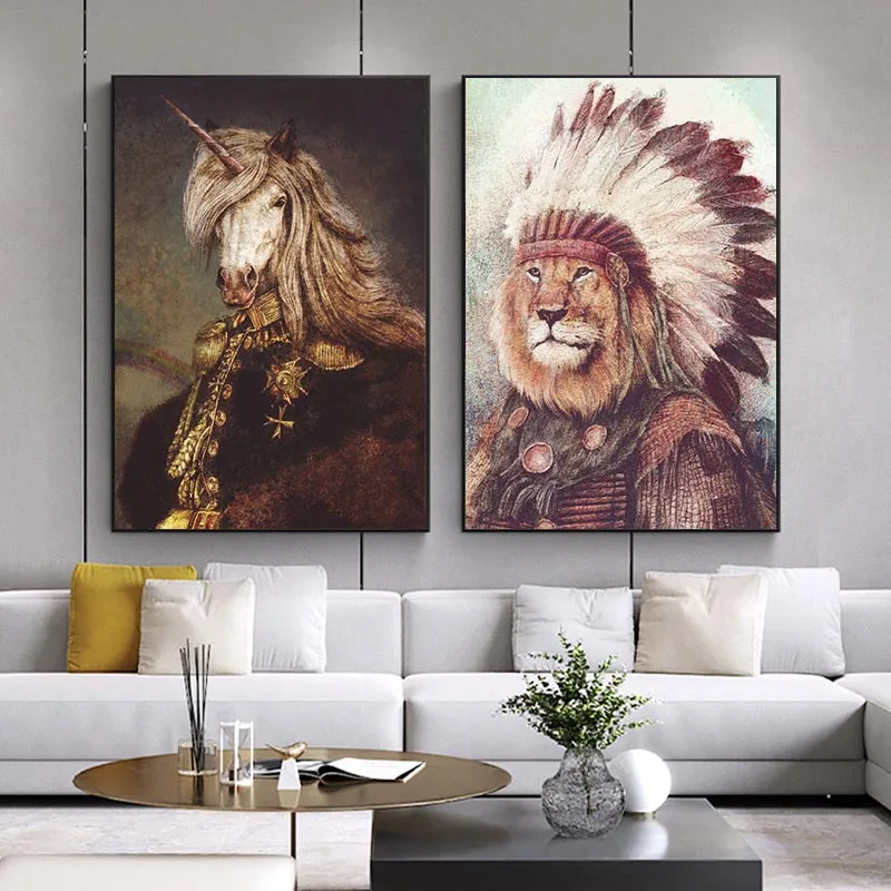 

Abstract Lions Oil Paintings on Canvas Modern Colorful Animals Posters and Prints for Home Wall Art Decorative Pictures No Frame