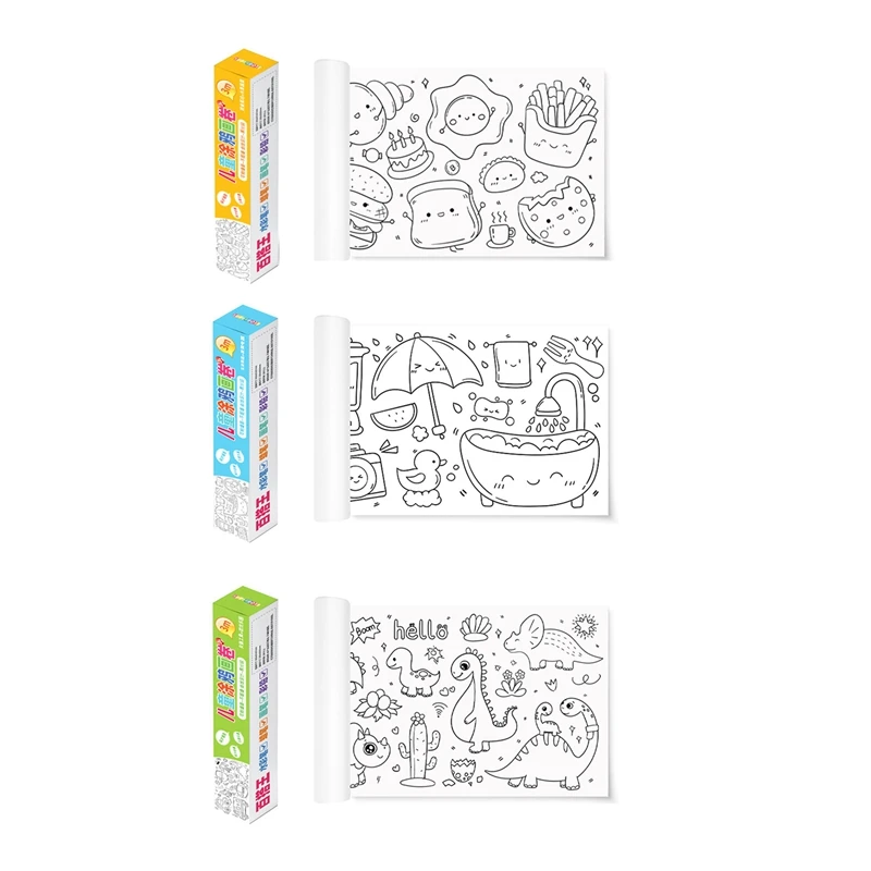 

3 Pack Drawing Color Filling Paper Drawing Paper Roll DIY Painting Drawing Color Filling Paper Coloring Paper Roll For Kids