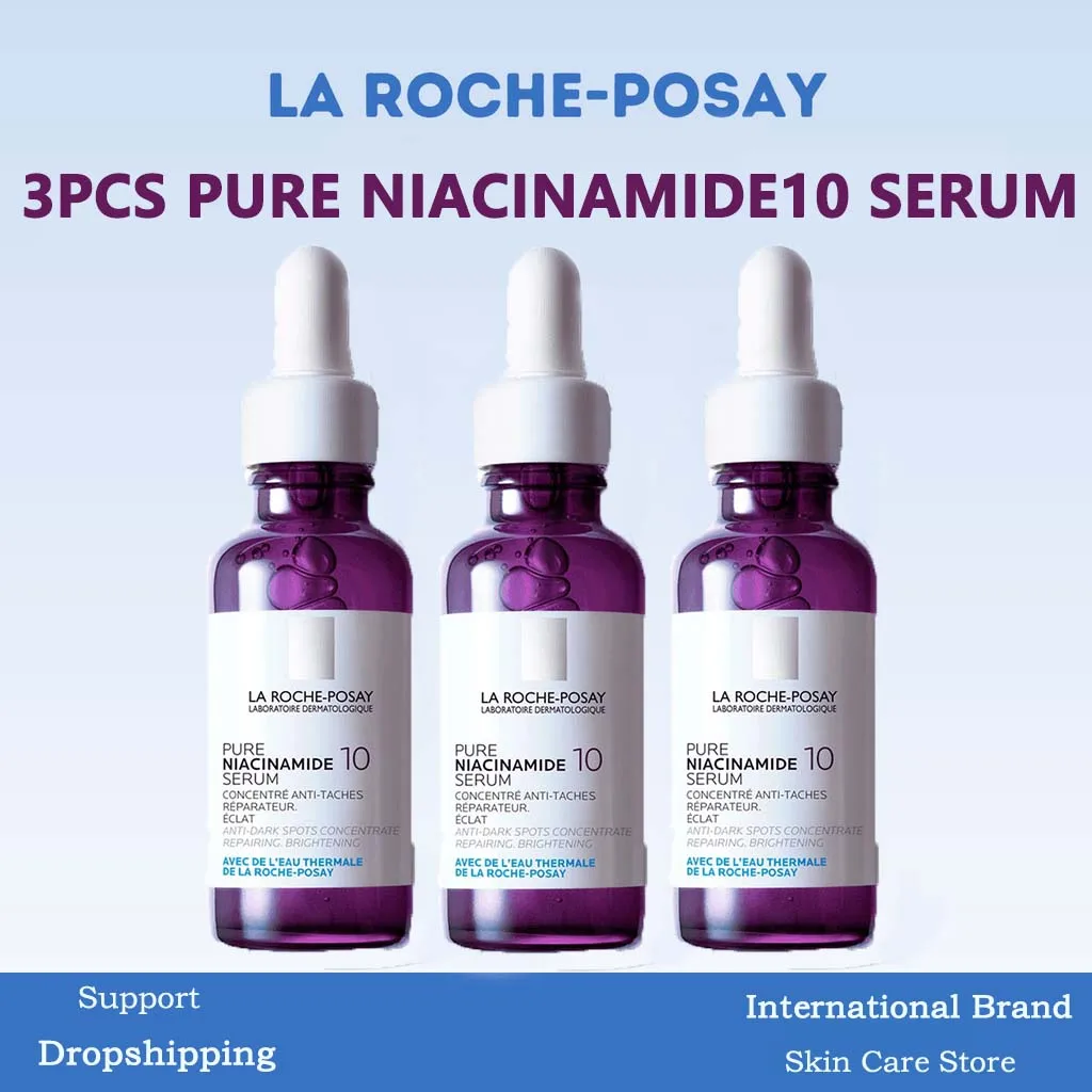 

3PCS La Roche Posay PURE Niacinamide 10 Serum Moisturizing Fades Acne Marks and Dark Spots to Brighten and Whitening Facial Care