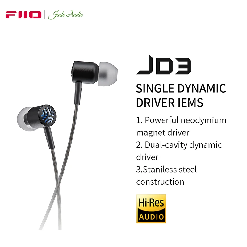 

Наушники FiiO JadeAudio JD3 Harman с динамическими басами, гарнитура с HD микрофоном, Hi-Fi, музыка, IEM, корпус из нержавеющей стали