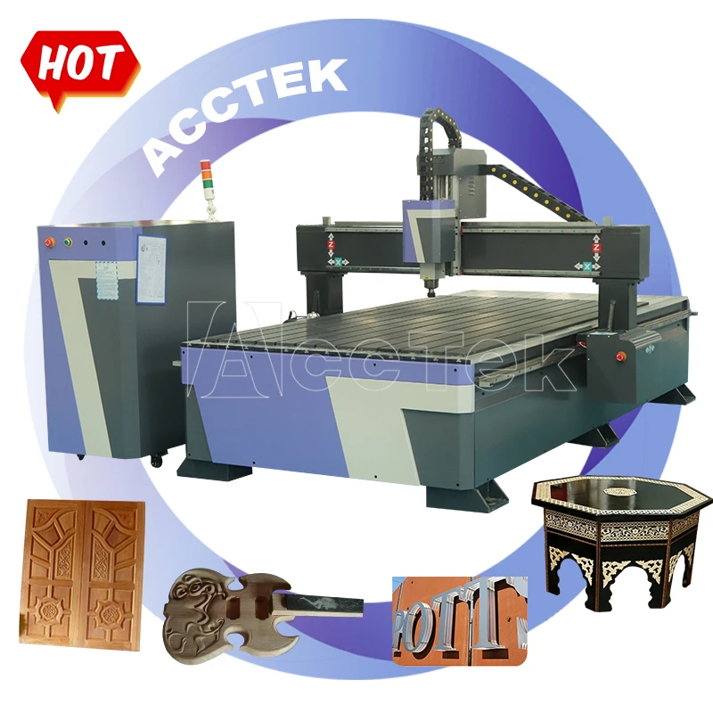 

AccTek China 1300x2500 T-slot Table 3 Axis Wood Router 1325 Cnc Machine for Wood Cutting and Engraving With Wood Milling Cutter