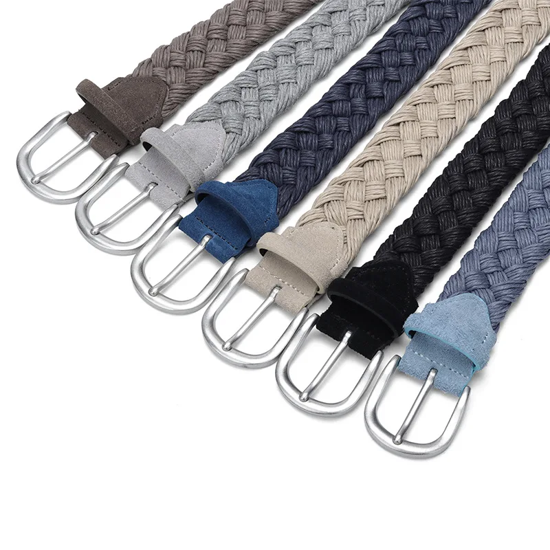 Ladies Braided Belt Alloy Button Suede Neutral Wax Cord Hand-woven Belt Designer High Quality Belt Dress Jeans Decorated Belt