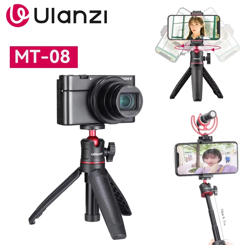 Фото Ulanzi MT-08 Удлинитель-штатив, мини-селфи-палка, ручка-держатель для iPhone 17 16 Pro Max, смартфонов, камер Canon №1