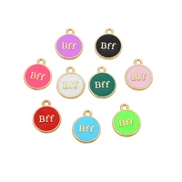 20 pcs 2022 fashion design multicolor enamel bff round pendant sweet and cute charm diy jewelry handmade supplies accessories