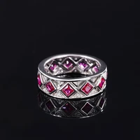 new fashion trend s925 silver inlaid 5a zircon ruby full of diamonds hao inlaid row ring closed ring ladies